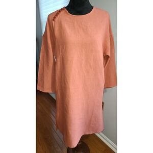 Tunic Women's Shirt/ Dress Cinnamon Coral Size L Minimalist Lagenlook Ethnic